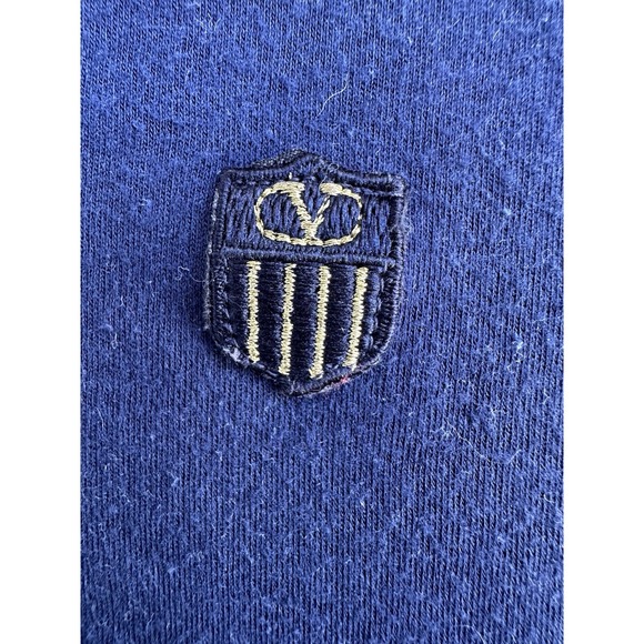 Vintage Valentino Sport Sleeveless Top Navy Stripe Crest Logo Made in Italy S - Picture 2 of 6